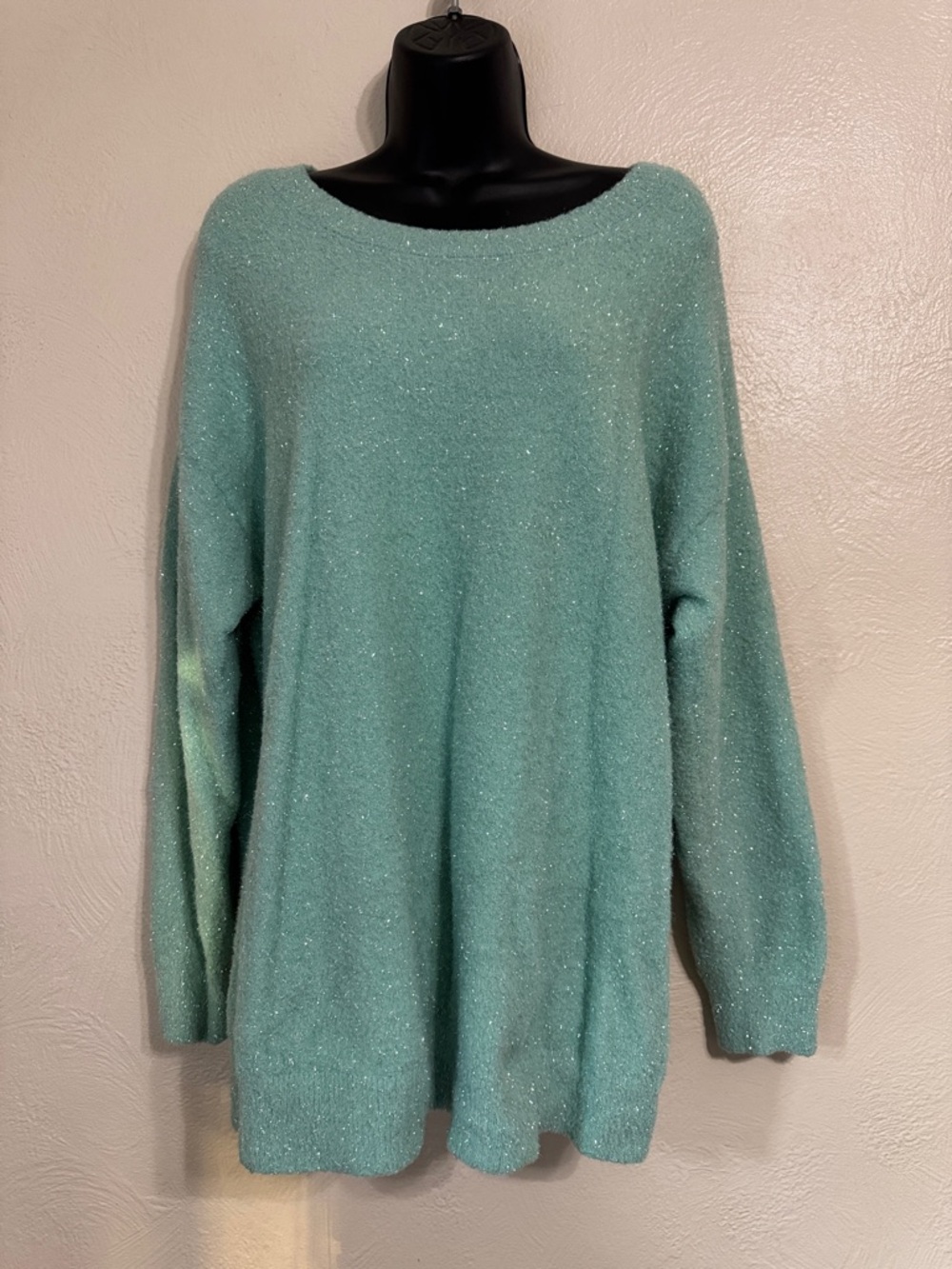 Lane Bryant Seafoam Sparkle Scoop Neck Sweater